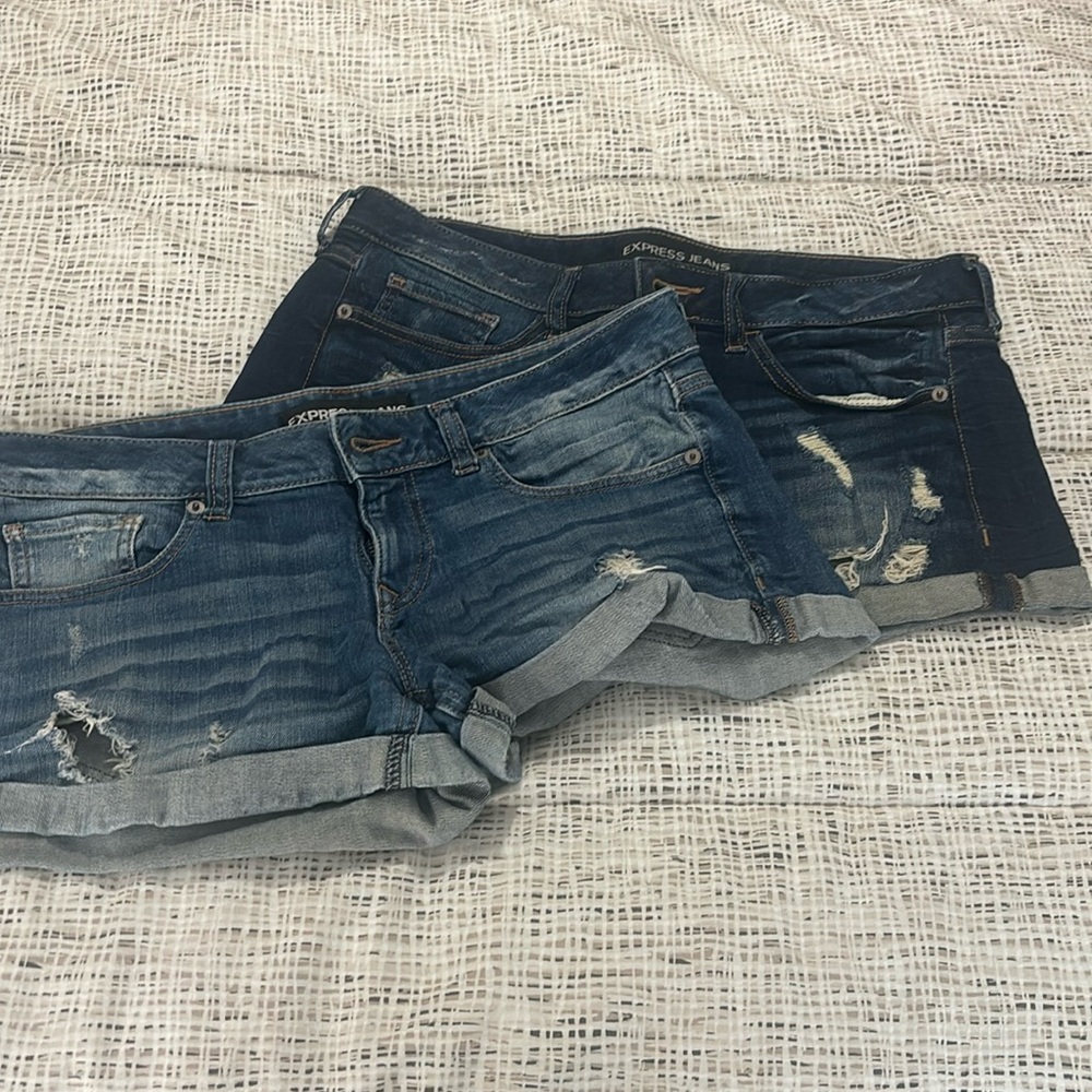 Express Distressed Jean Shorts (Set of 2)